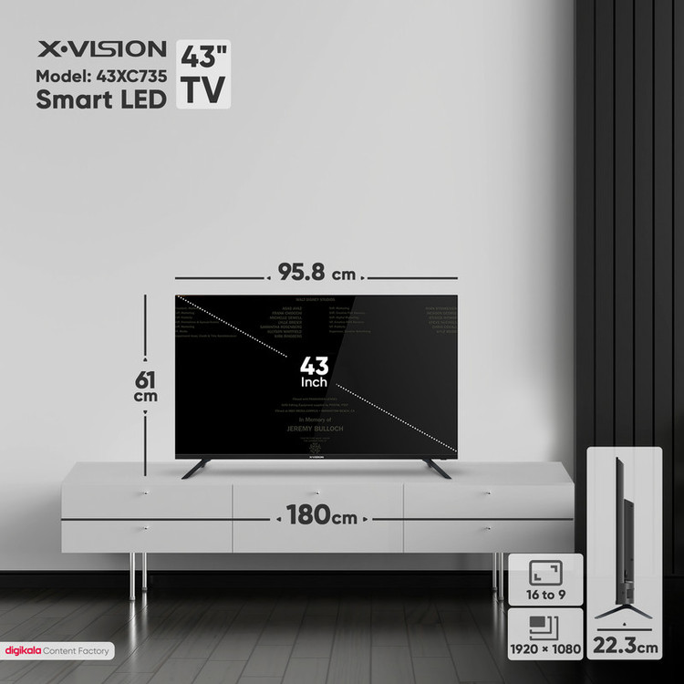تلویزیون ال ای دی هوشمند ایکس ویژن مدل 43XC735 سایز 43 اینچ گرید C ایراد جزیی ظاهری 24 ماه گارانتی