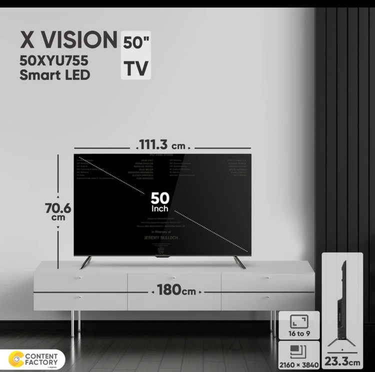 تلویزیون ۵۰ اینچ اسمارت 4k ایکس ویژن. مدل50XYU785 گرید c